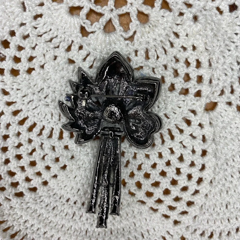 Vintage Silver and Purple Floral Brooch